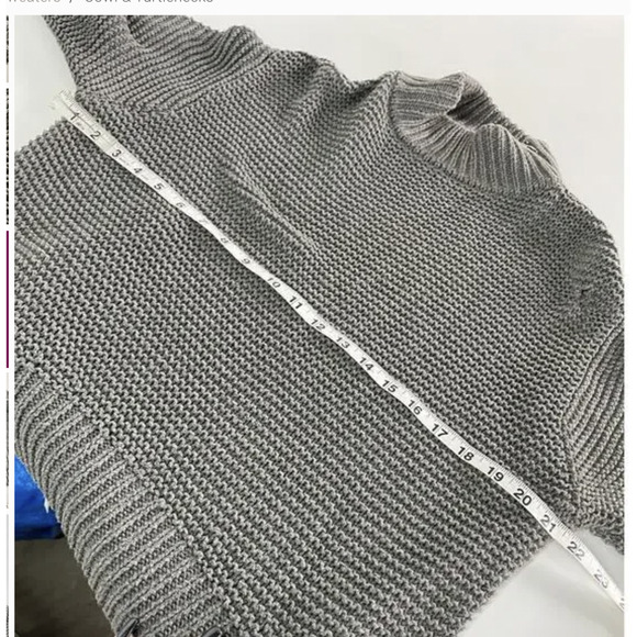 Parker Sweater Womens Medium Gray Chunky Knit Mock Neck Ribbed - Picture 9 of 11